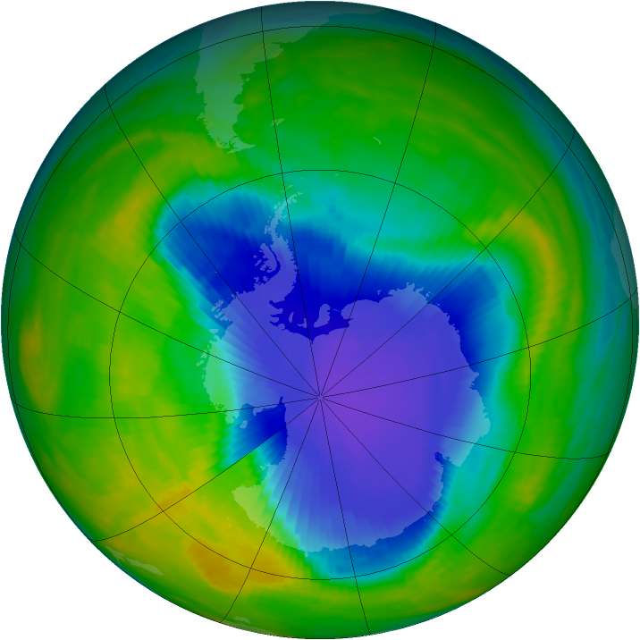 Antarctic ozone map for 24 October 1985